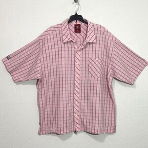 Def Jam University Mens XXL Pink Plaid Short Sleeve Button Down Cotton Shirt